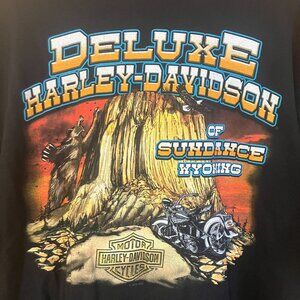 Harley Davidson Mens Vintage 2010 Sundance Wyoming Shirt Size 2XL Black AN EXC